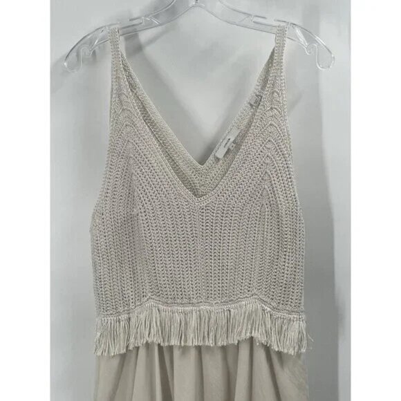 Vince Crochet Fringe Maxi Dress Boho Festival Resort Ivory Sz S Lined - Picture 2 of 10